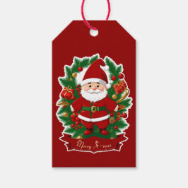 Weihnachtsmann mit Tannenzweigen -  ギフトタグ