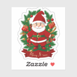 Weihnachtsmann mit Tannenzweigen -  シール