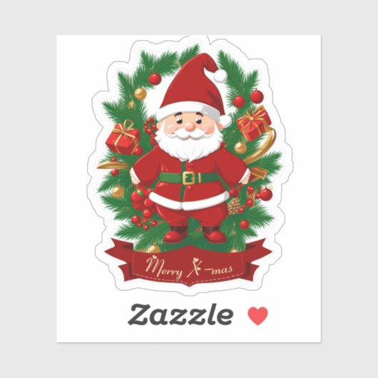 Weihnachtsmann mit Tannenzweigen -  シール (シート)