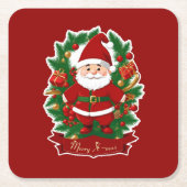 Weihnachtsmann mit Tannenzweigen - スクエアペーパーコースター (正面)