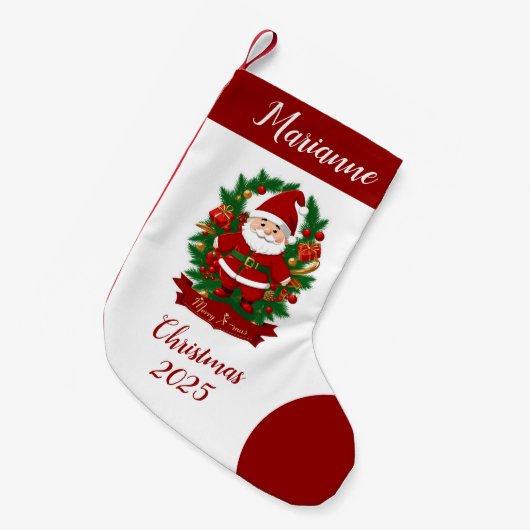 Weihnachtsmann mit Tannenzweigen -  スモールクリスマスストッキング (正面 (吊り時))