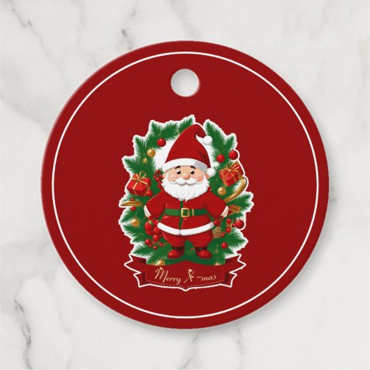 Weihnachtsmann mit Tannenzweigen - フェイバータグ (正面)