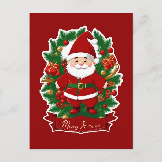Weihnachtsmann mit Tannenzweigen -  ポストカード (正面)