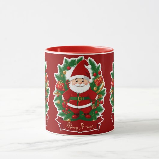 Weihnachtsmann mit Tannenzweigen - マグカップ (中央)