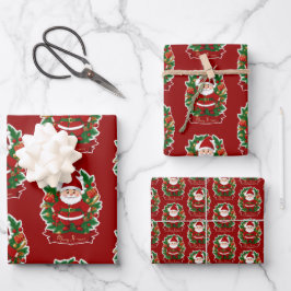 Weihnachtsmann mit Tannenzweigen -  ラッピングペーパーシート