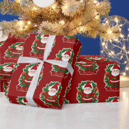 Weihnachtsmann mit Tannenzweigen -  ラッピングペーパー