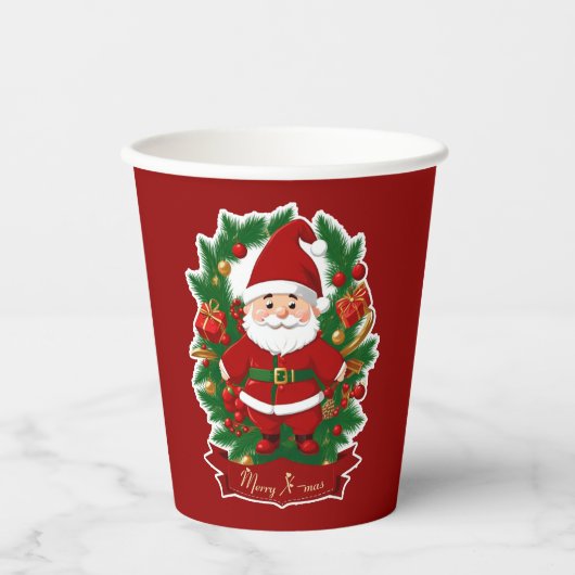 Weihnachtsmann mit Tannenzweigen -  紙コップ (正面)