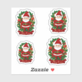Weihnachtsmann mit Tannenzweigen - 4  シール (シート)