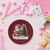 Weihnachtsmann mit Weihnachtsbaum in 3D ペーパープレート (パーティー)