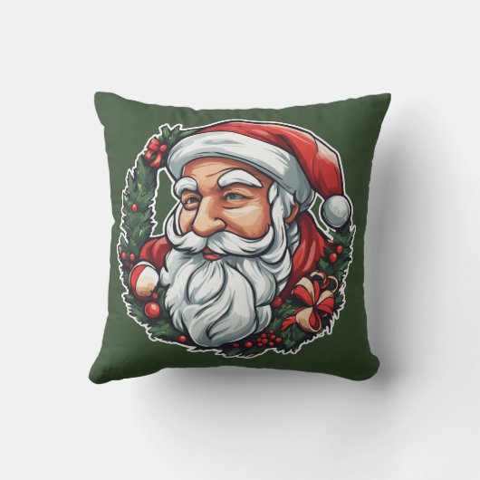 Weihnachtsmannkopf mit Kranz - クッション (裏面)