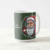Weihnachtsmannkopf mit Kranz - コーヒーマグカップ (正面右)