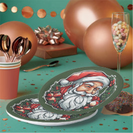 Weihnachtsmannkopf mit Kranz -  ペーパープレート