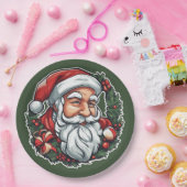 Weihnachtsmannkopf mit Kranz -  ペーパープレート (パーティー)