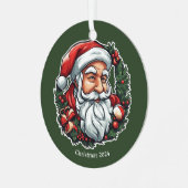 Weihnachtsmannkopf mit Kranz - メタルオーナメント (正面左)