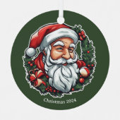 Weihnachtsmannkopf mit Kranz - メタルオーナメント (正面)