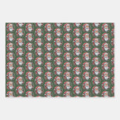 Weihnachtsmannkopf mit Kranz -  ラッピングペーパーシート (正面3)