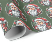 Weihnachtsmannkopf mit Kranz -  ラッピングペーパー (ロールコーナー)