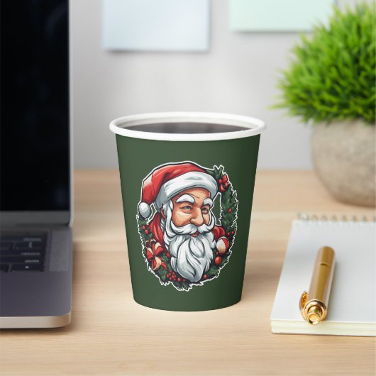 Weihnachtsmannkopf mit Kranz -  紙コップ (インサイチュ)