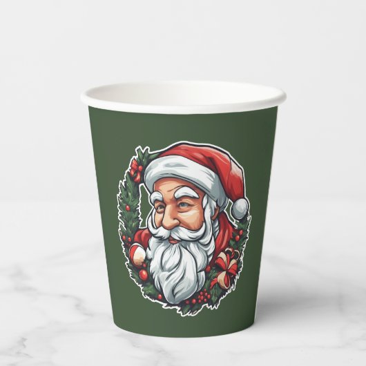 Weihnachtsmannkopf mit Kranz - 紙コップ (裏面)