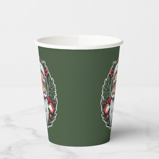 Weihnachtsmannkopf mit Kranz -  紙コップ (左)