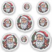 Weihnachtsmannkopf mit Kranz - 9  シール (正面)