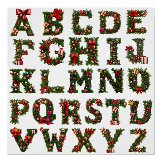 Weihnachtsmonogramm ABC, Alphabet, alle Buchstaben ポスター (正面)
