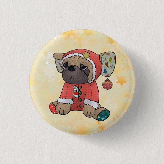 Weihnachtsmops 缶バッジ (正面)