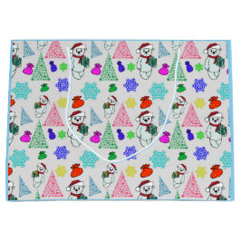 Weihnachtsmotiv mit Bär ラージペーパーバッグ