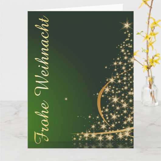 Weihnachtsmotiv mit goldenem Weihnachtsbaum カード (黄色い花)