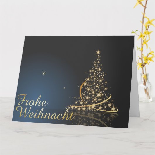 Weihnachtsmotiv mit goldenem Weihnachtsbaum カード (黄色い花)