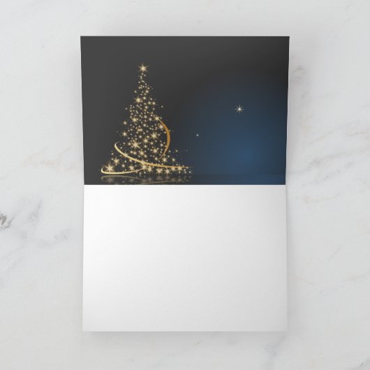 Weihnachtsmotiv mit goldenem Weihnachtsbaum カード (内部)