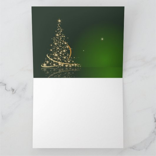 Weihnachtsmotiv mit goldenem Weihnachtsbaum カード (内部)