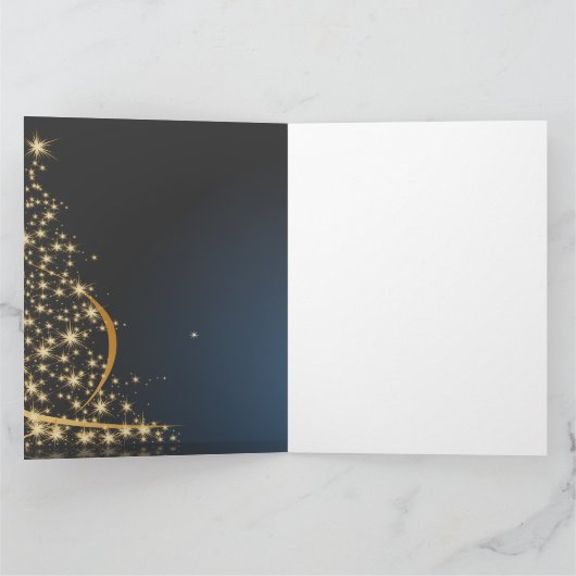 Weihnachtsmotiv mit goldenem Weihnachtsbaum カード (内部)
