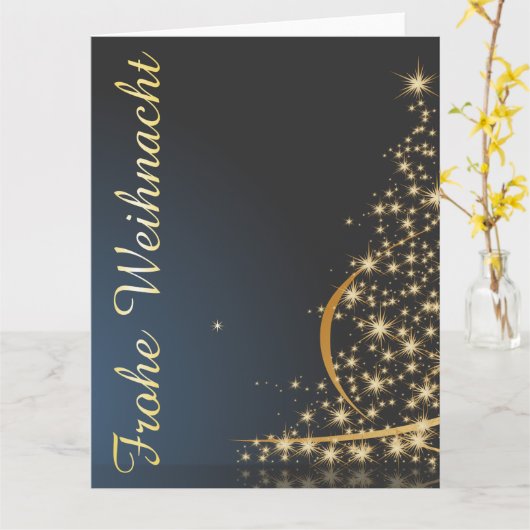 Weihnachtsmotiv mit goldenem Weihnachtsbaum カード (黄色い花)