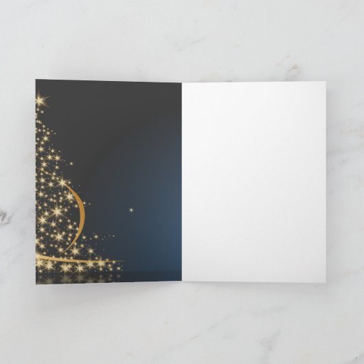 Weihnachtsmotiv mit goldenem Weihnachtsbaum カード (内部)
