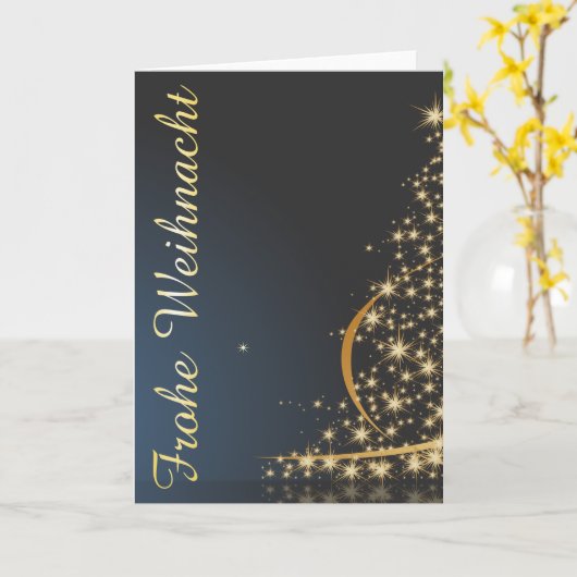 Weihnachtsmotiv mit goldenem Weihnachtsbaum カード (黄色い花)