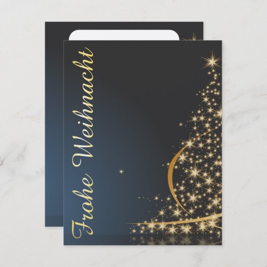 Weihnachtsmotiv mit goldenem Weihnachtsbaum 招待状 (正面/裏面)