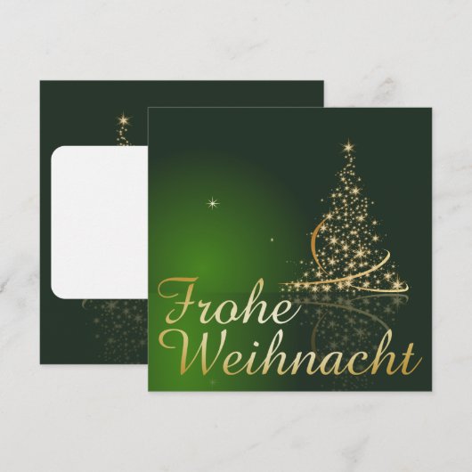 Weihnachtsmotiv mit goldenem Weihnachtsbaum 招待状 (正面/裏面)