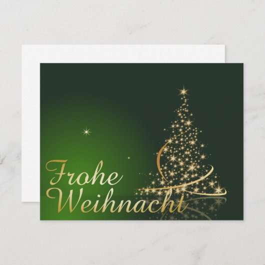 Weihnachtsmotiv mit goldenem Weihnachtsbaum 招待状 (正面/裏面)