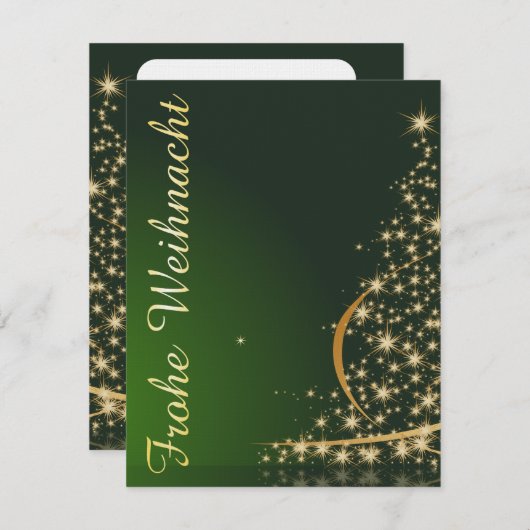 Weihnachtsmotiv mit goldenem Weihnachtsbaum 招待状 (正面/裏面)