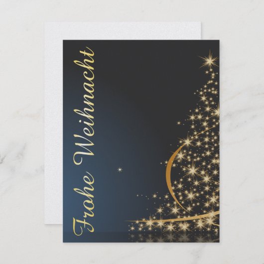 Weihnachtsmotiv mit goldenem Weihnachtsbaum 招待状 (正面/裏面)