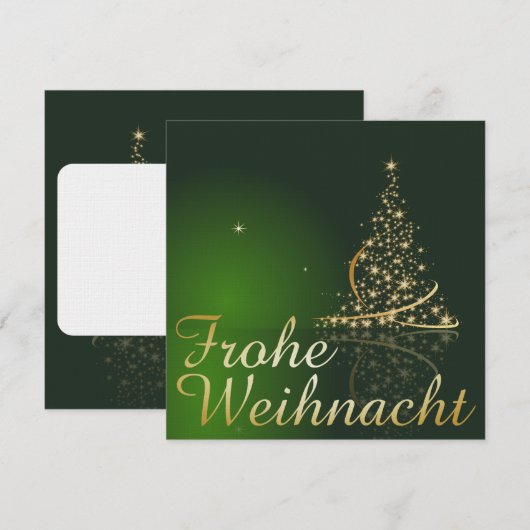 Weihnachtsmotiv mit goldenem Weihnachtsbaum 招待状 (正面/裏面)