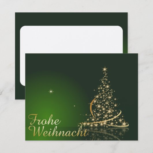 Weihnachtsmotiv mit goldenem Weihnachtsbaum 招待状 (正面/裏面)