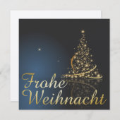 Weihnachtsmotiv mit goldenem Weihnachtsbaum 招待状 (正面/裏面)