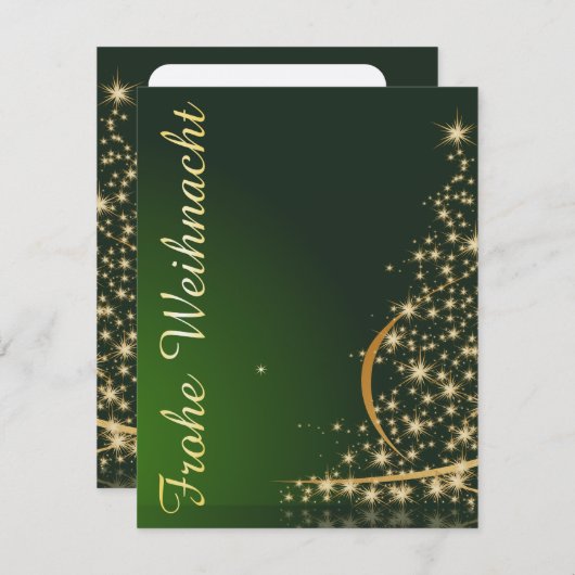 Weihnachtsmotiv mit goldenem Weihnachtsbaum 招待状 (正面/裏面)