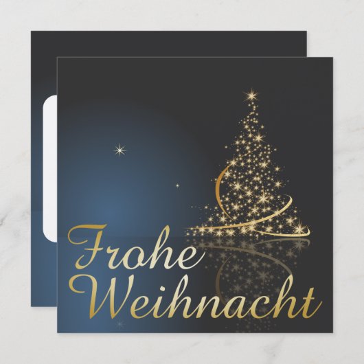 Weihnachtsmotiv mit goldenem Weihnachtsbaum 招待状 (正面/裏面)