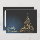 Weihnachtsmotiv mit goldenem Weihnachtsbaum 招待状 (正面/裏面)