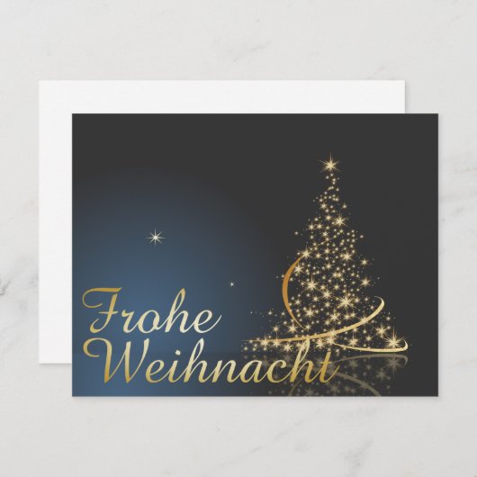 Weihnachtsmotiv mit goldenem Weihnachtsbaum 招待状 (正面/裏面)