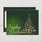 Weihnachtsmotiv mit goldenem Weihnachtsbaum 招待状 (正面/裏面)