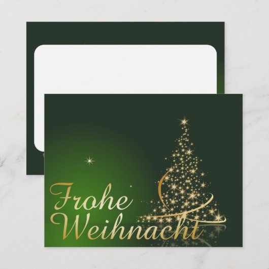 Weihnachtsmotiv mit goldenem Weihnachtsbaum 招待状 (正面/裏面)